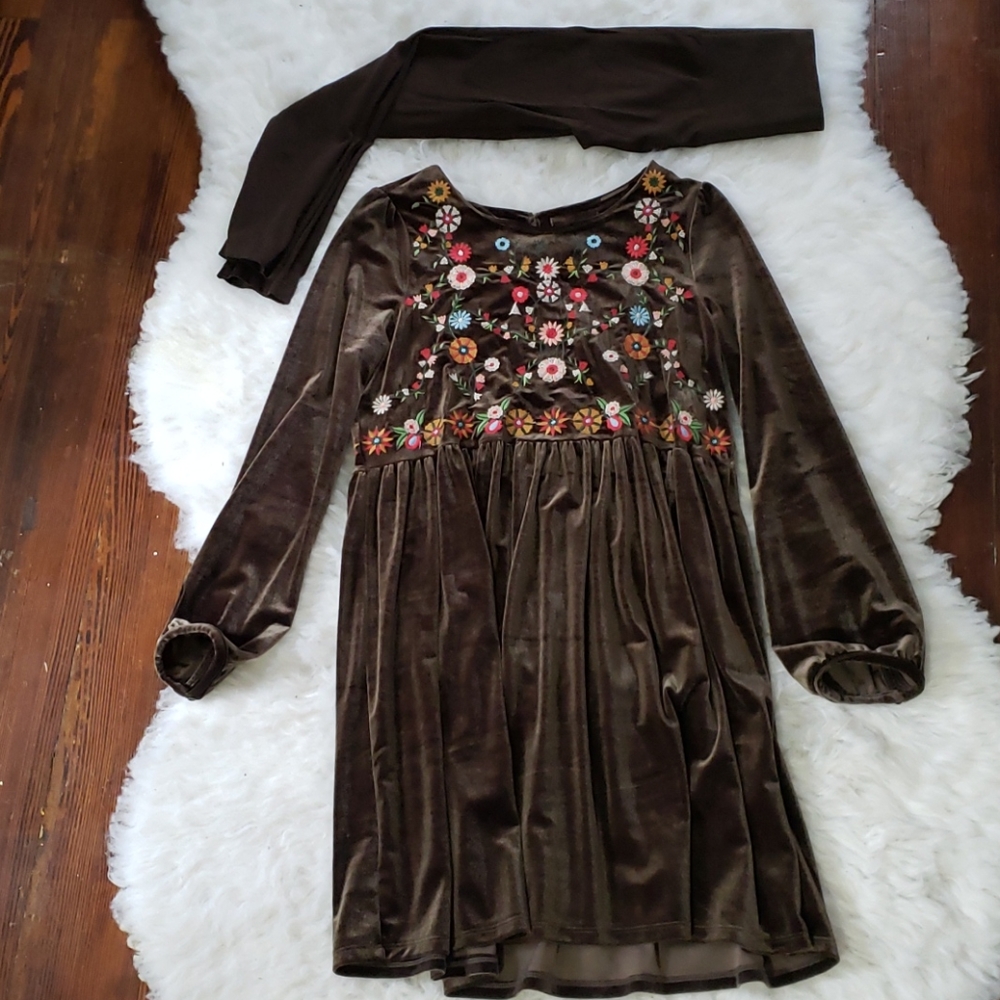 Brown embroidered dress